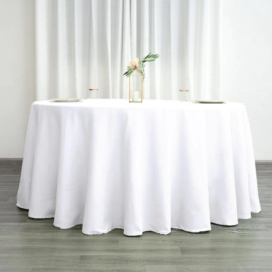 White Polyester Round Tablecloth